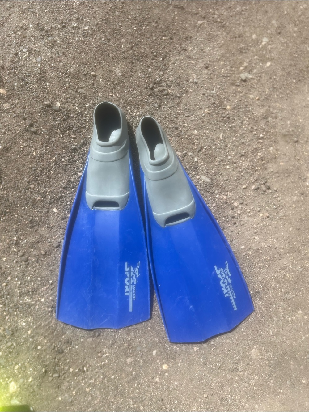 Dacor sport Blue Snorkel Fins with Gray Foot Pockets